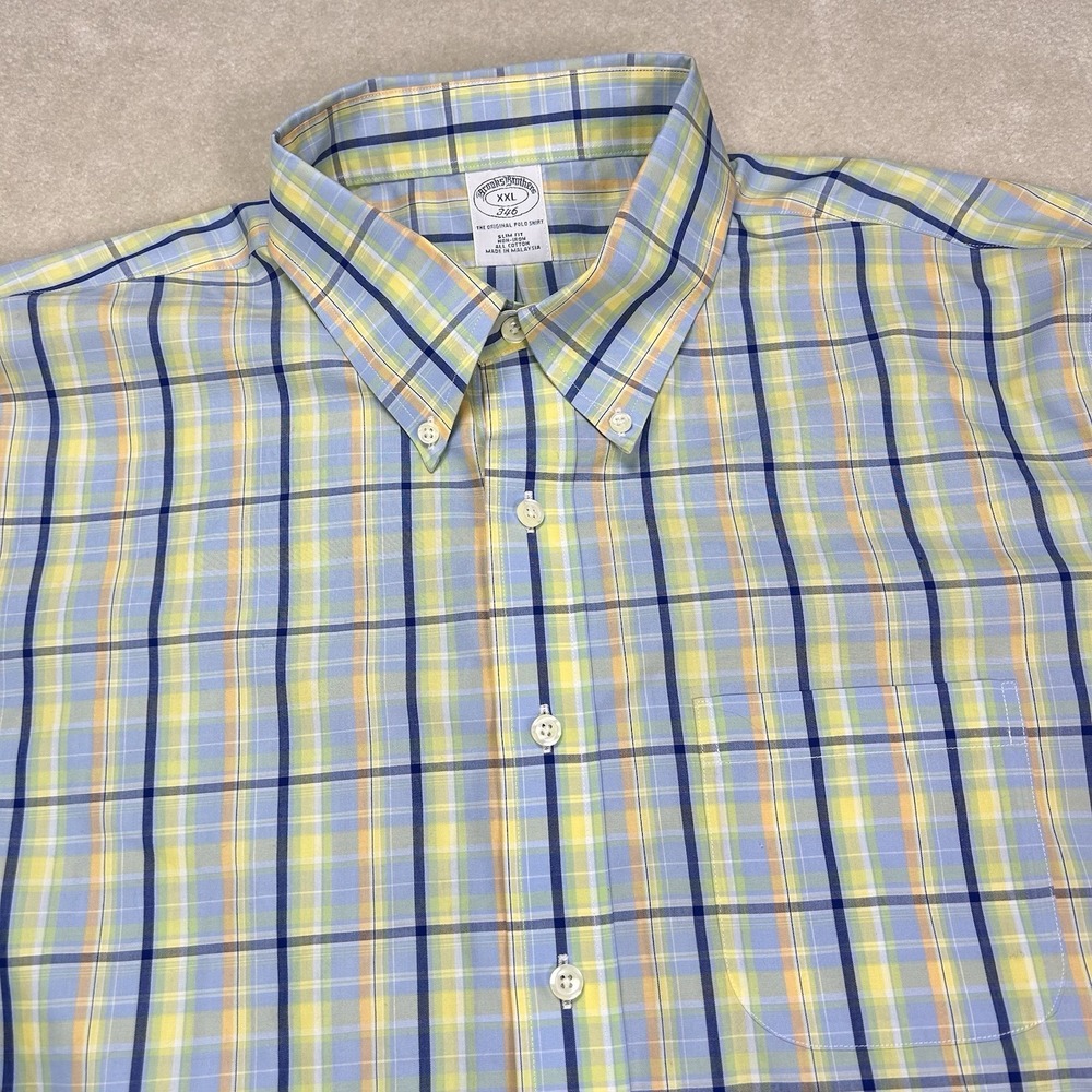 Brooks Brothers Shirt Mens XXL 18.5/36 Non Iron Slim Cotton Button Down Poplin